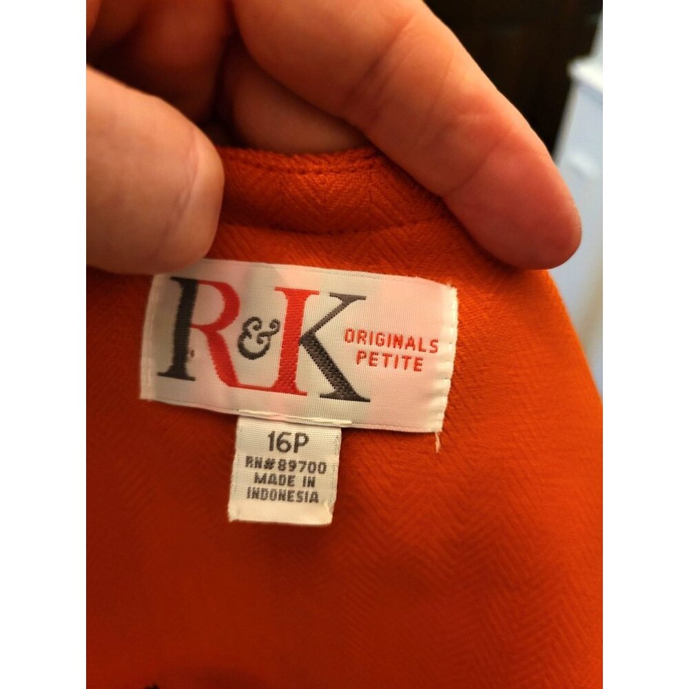 Pumpkin Orange Structured Jacket/Blazer R&K Originals 16P Lady Jacket Autumn - Picture 5 of 8